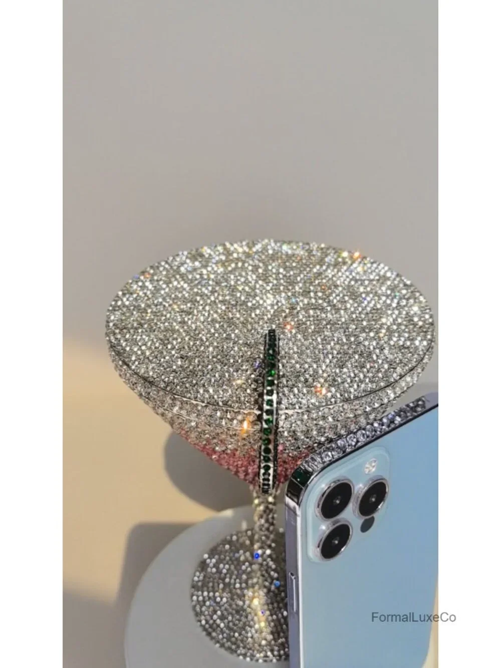 Cocktail Glasses Shape Crystal Clutch Bag Evening Handbag Bridal Rhinestone